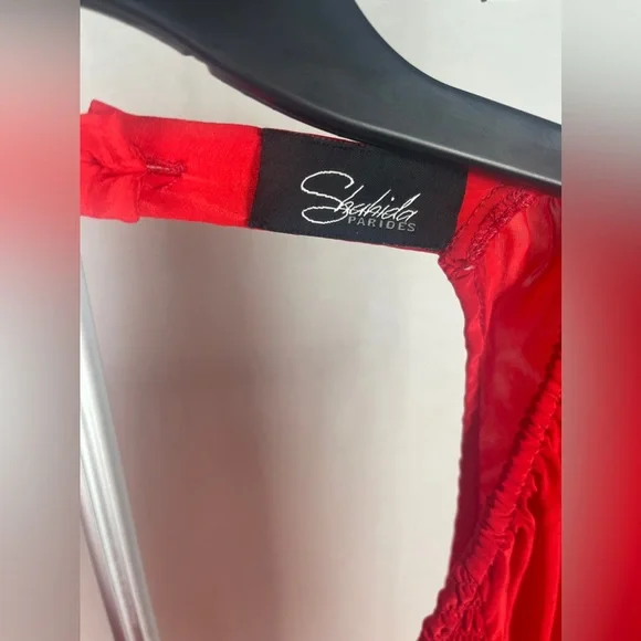 COPY - Shahida Parides Red Long Sleeve Cutout Mini Dress Size Large (12) NWT - Picture 11 of 14